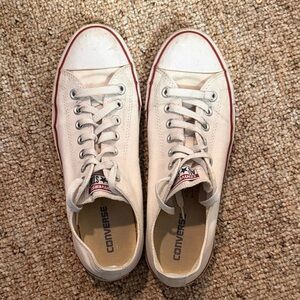 CONVERSE Classic Low Sneakers with Red Trim, White, 11
